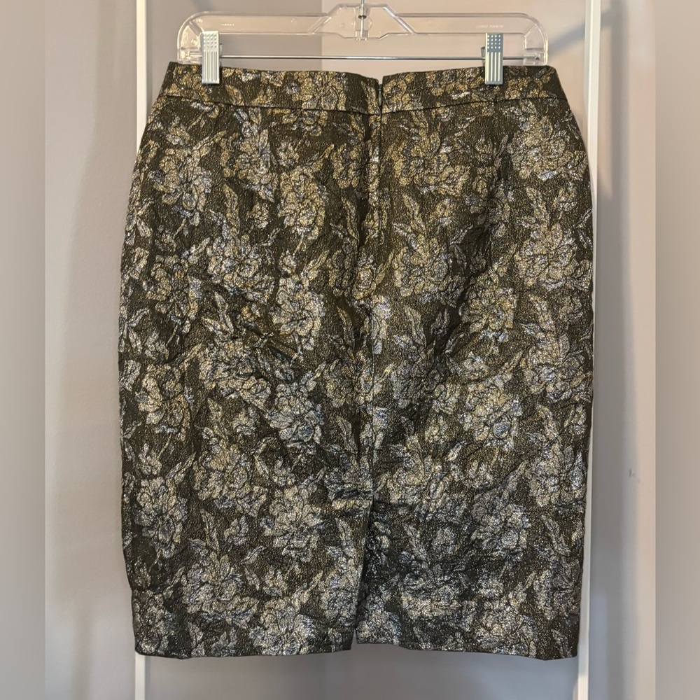 J. Crew Bronze/Gold Brocade Silk-blend Pencil Skirt - Picture 9 of 12